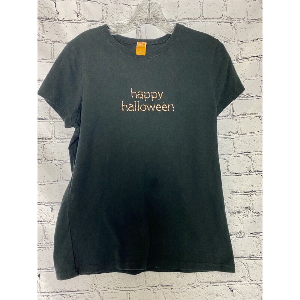 Happy Halloween Rhinestone Black T-shirt Women's Large Target